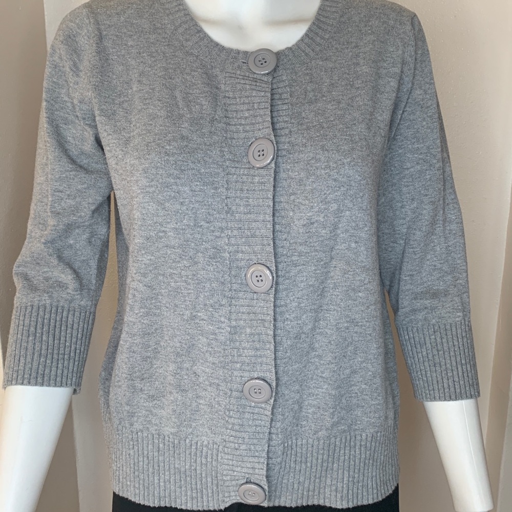 Gray 5 Button 3/4 Sweater